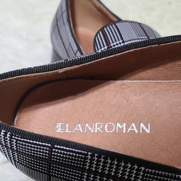ELANROMAN Men's Plaid Black and White Dress Loafers Leather Lined - Size 8.5 - Picture 10 of 13